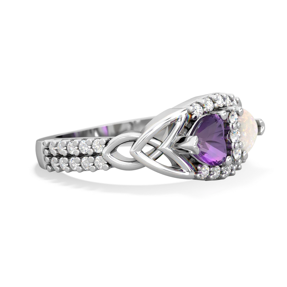 Amethyst Sparkling Celtic Knot 14K White Gold ring R2645