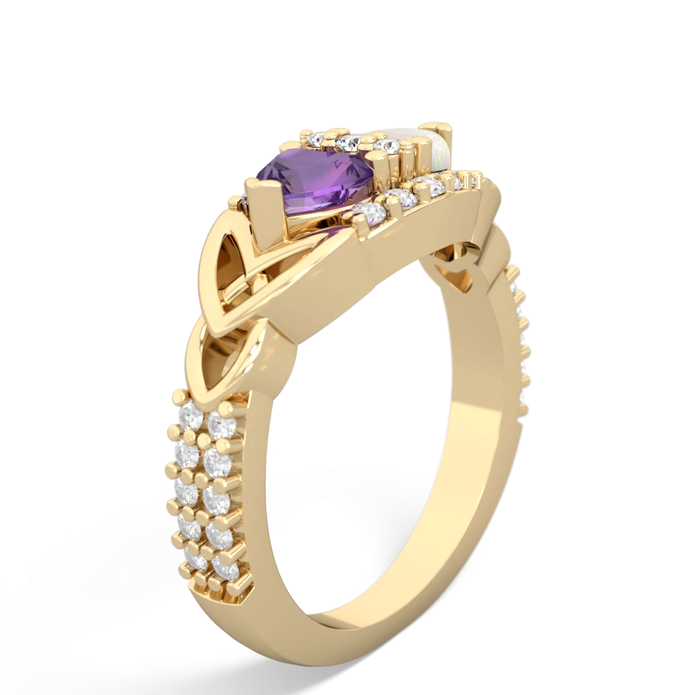 Amethyst Sparkling Celtic Knot 14K Yellow Gold ring R2645