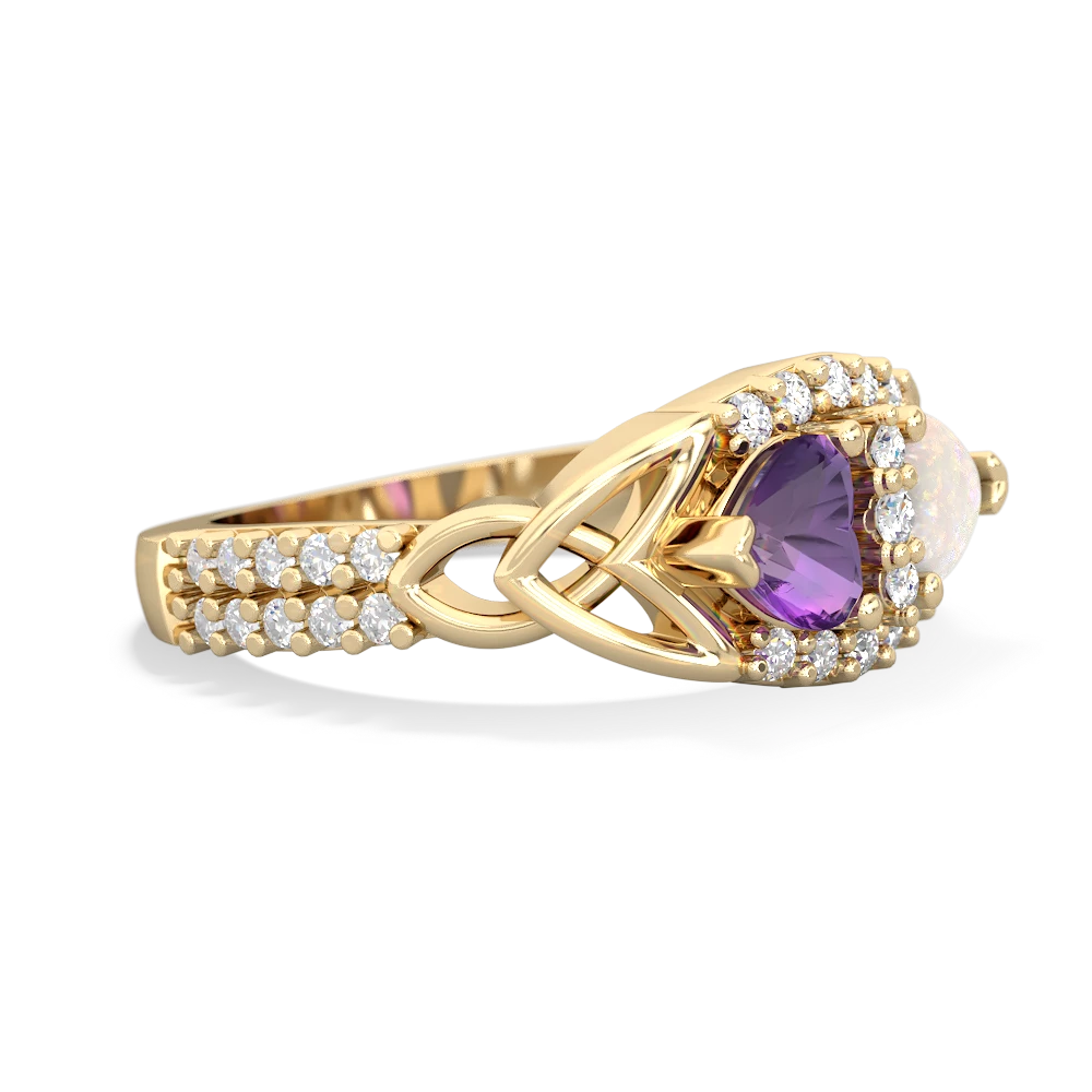 Amethyst Sparkling Celtic Knot 14K Yellow Gold ring R2645