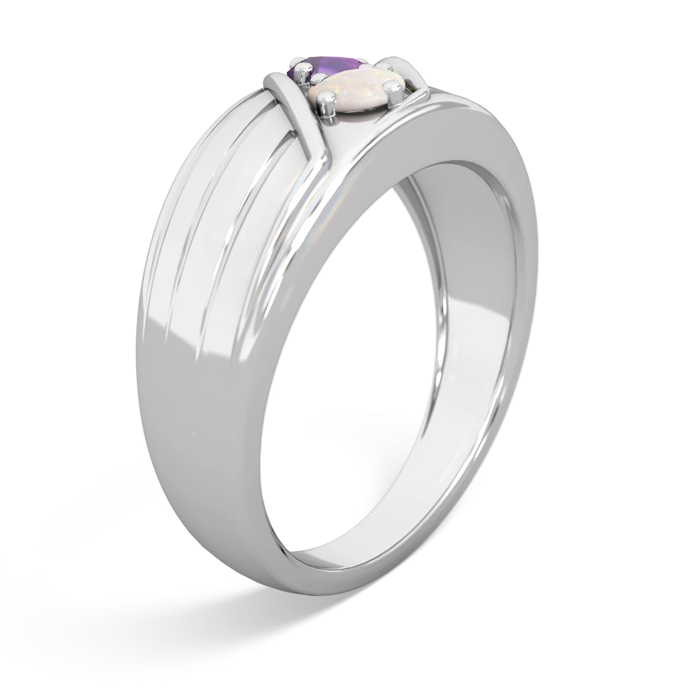 Amethyst Men's Streamline 14K White Gold ring R0460