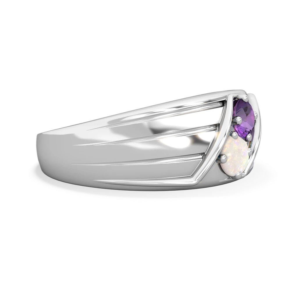 Amethyst Men's Streamline 14K White Gold ring R0460