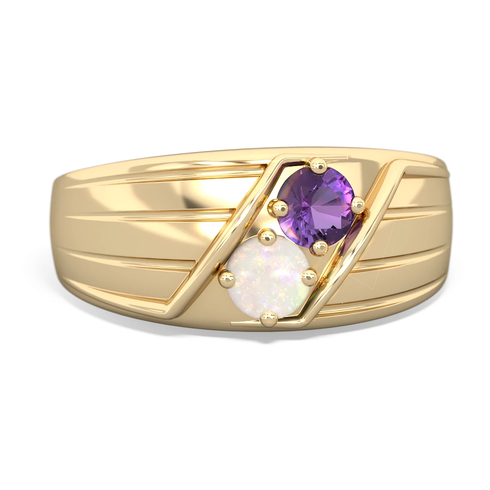 Amethyst Men's Streamline 14K Yellow Gold ring R0460