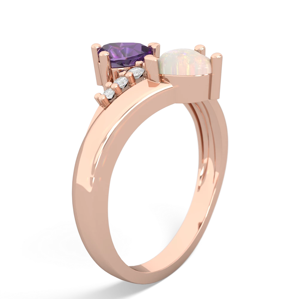 Amethyst Heart To Heart 14K Rose Gold ring R2064