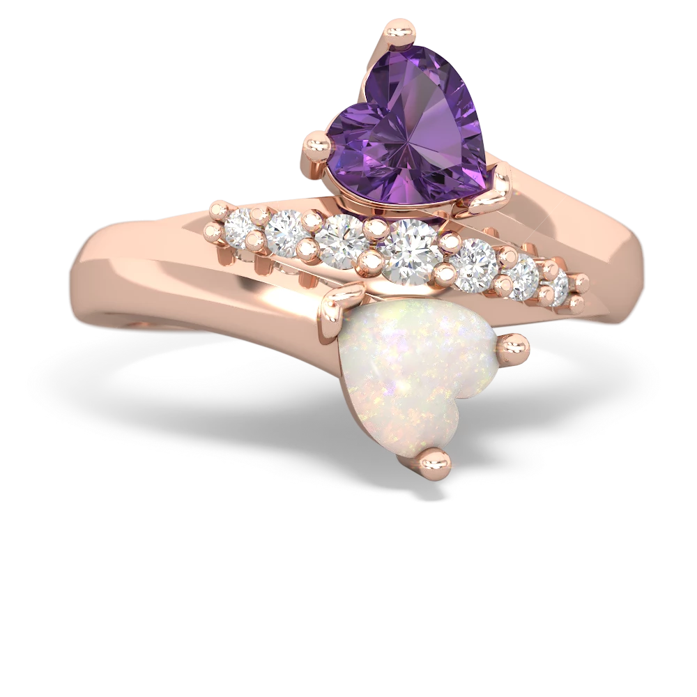 Amethyst Heart To Heart 14K Rose Gold ring R2064