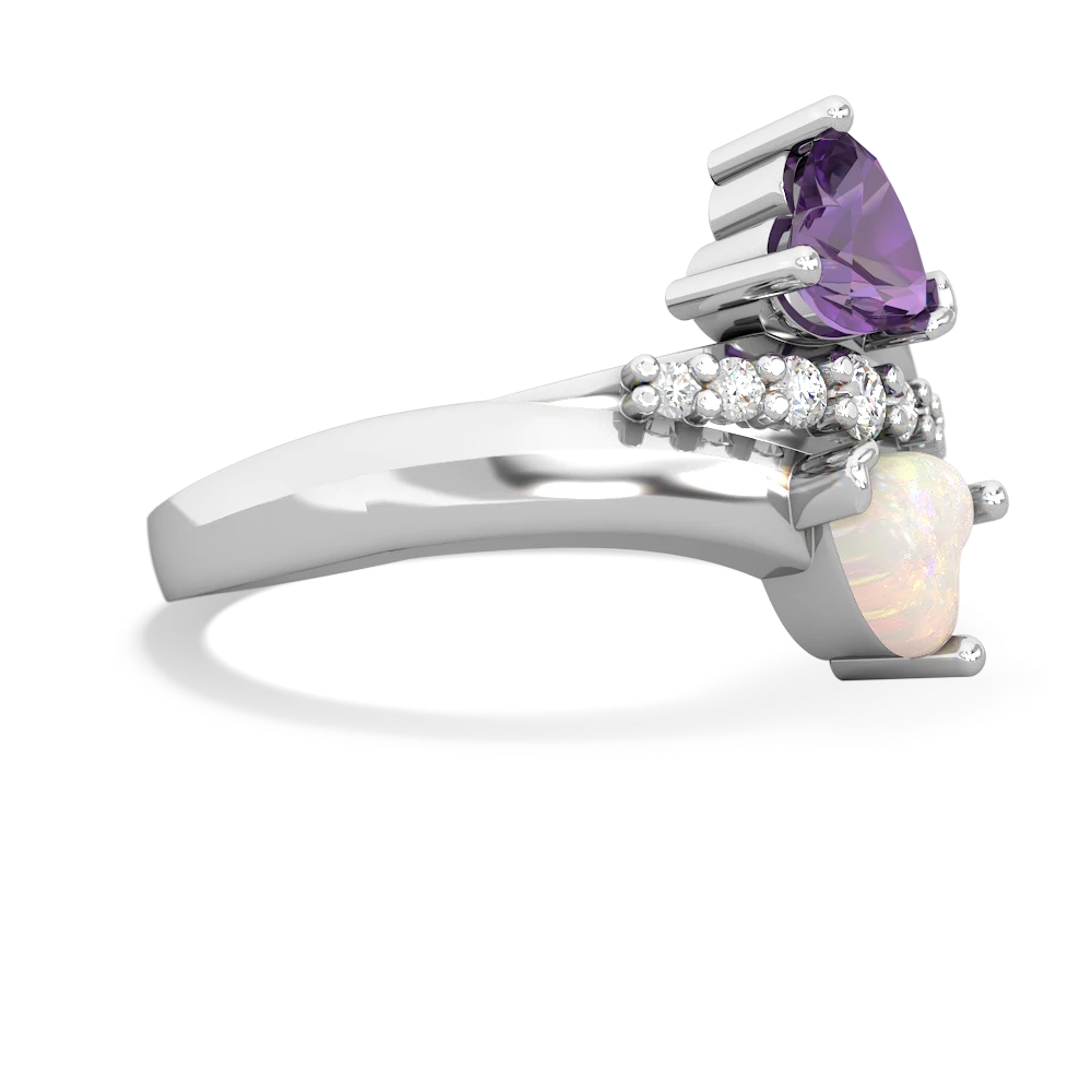 Amethyst Heart To Heart 14K White Gold ring R2064