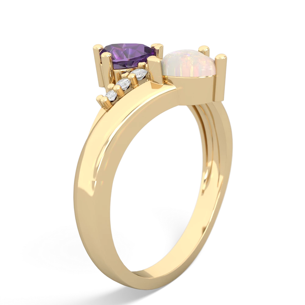 Amethyst Heart To Heart 14K Yellow Gold ring R2064