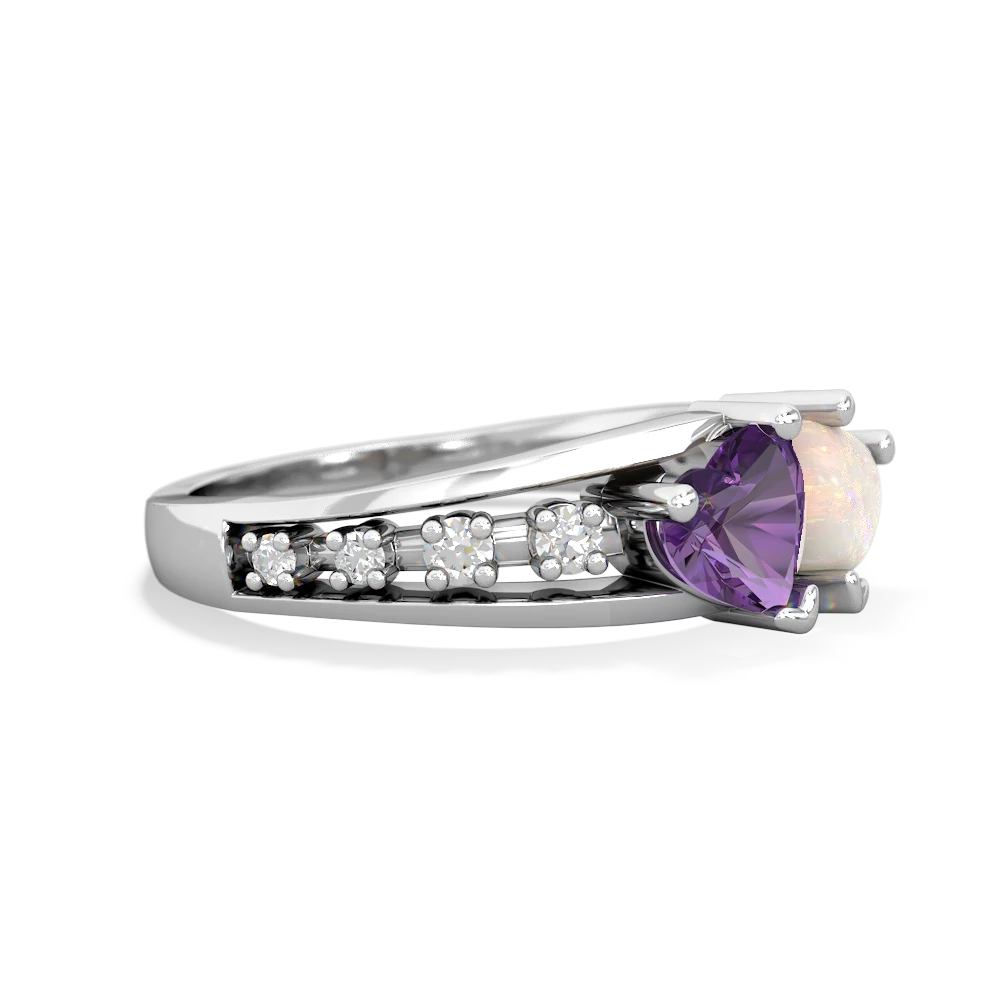 Amethyst Heart To Heart 14K White Gold ring R3342