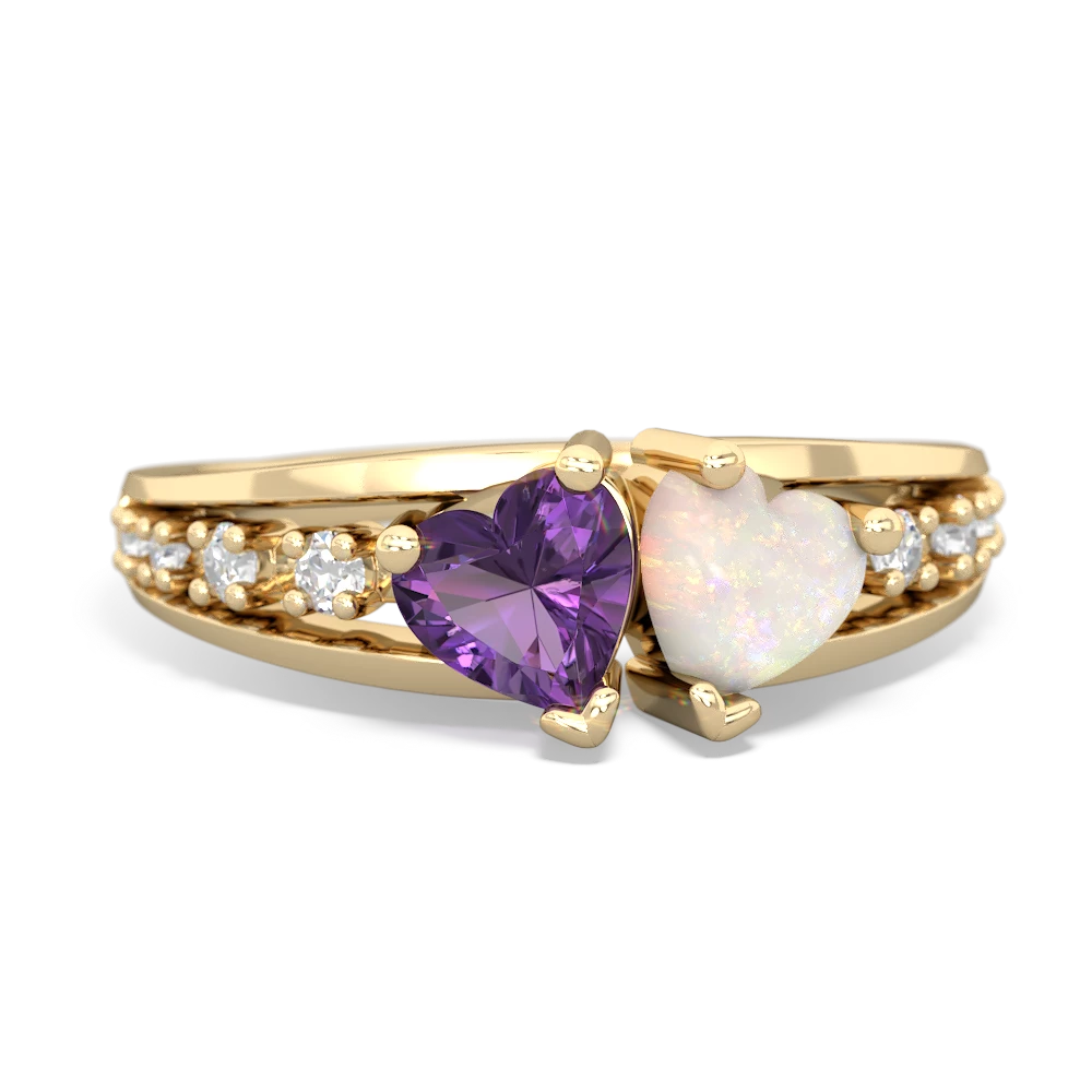 Amethyst Heart To Heart 14K Yellow Gold ring R3342