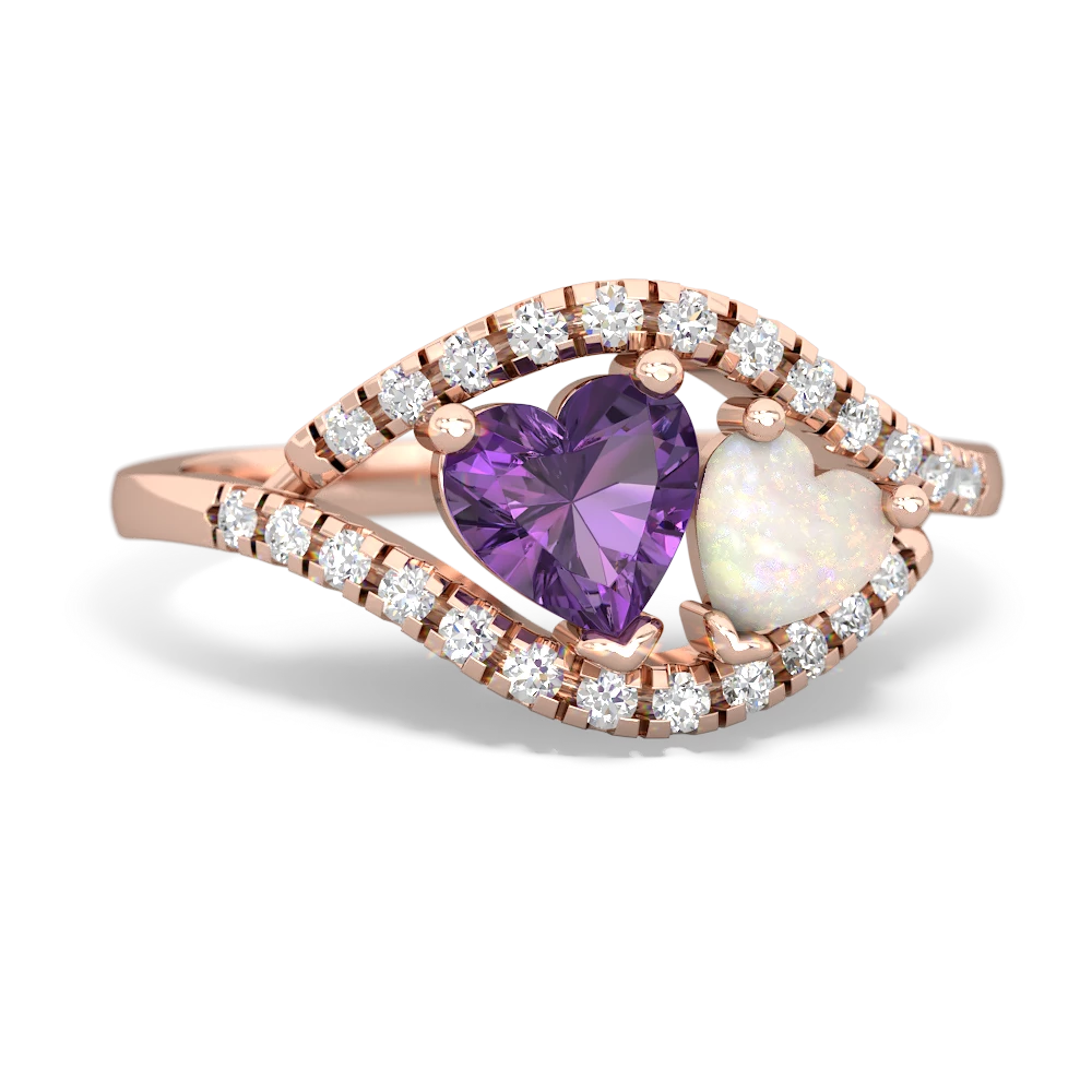 Amethyst Mother And Child 14K Rose Gold ring R3010