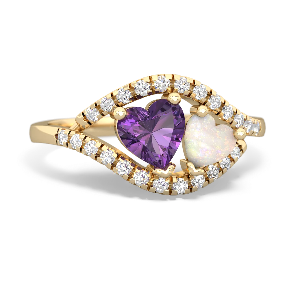 Amethyst Mother And Child 14K Yellow Gold ring R3010