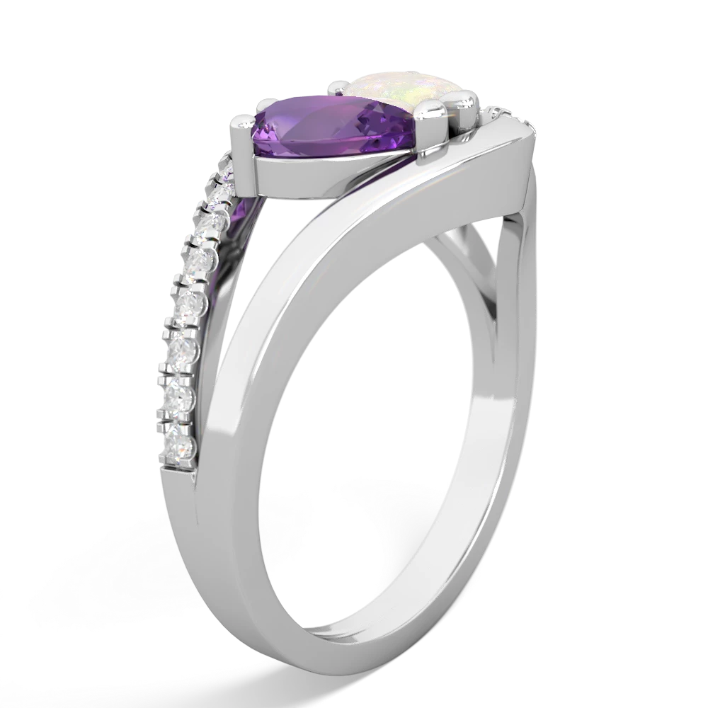 Amethyst Nestled Heart Keepsake 14K White Gold ring R5650