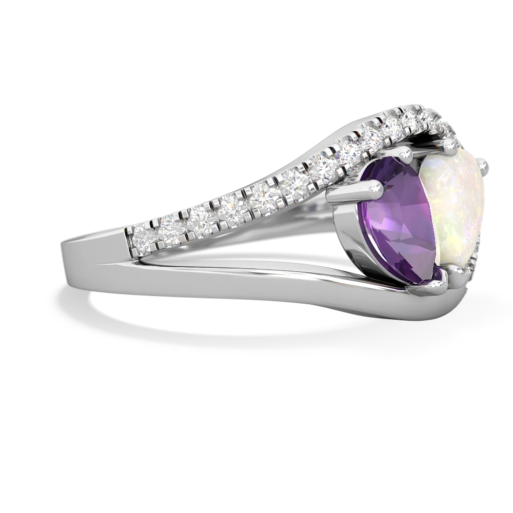 Amethyst Nestled Heart Keepsake 14K White Gold ring R5650