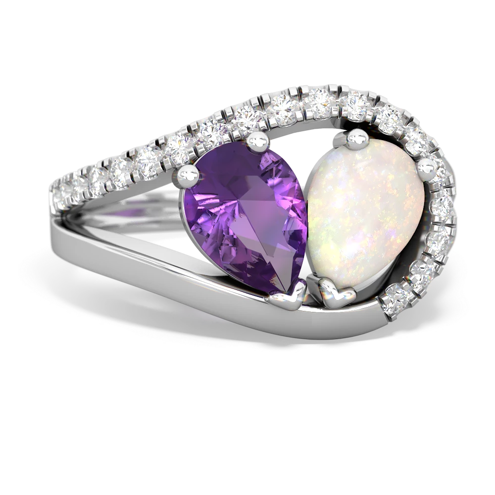 Amethyst Nestled Heart Keepsake 14K White Gold ring R5650