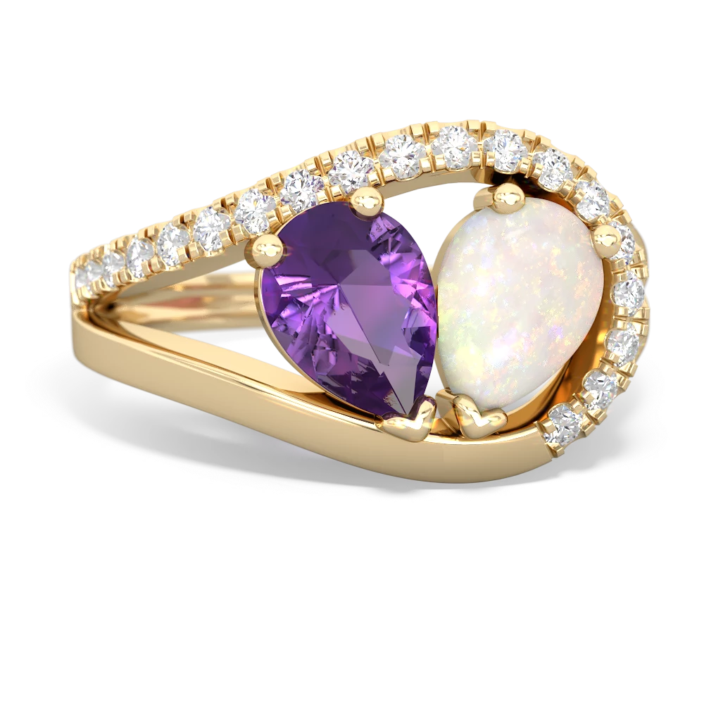 Amethyst Nestled Heart Keepsake 14K Yellow Gold ring R5650