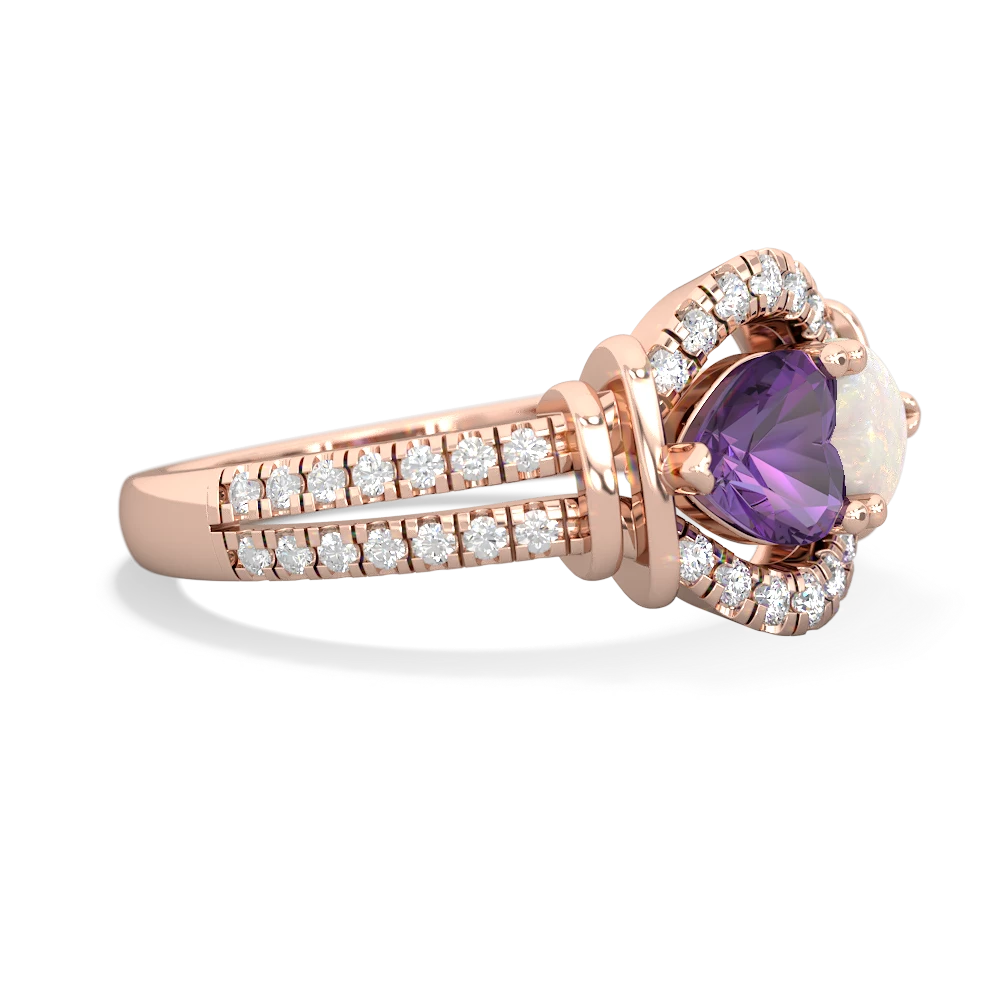 Amethyst Art-Deco Keepsake 14K Rose Gold ring R5630