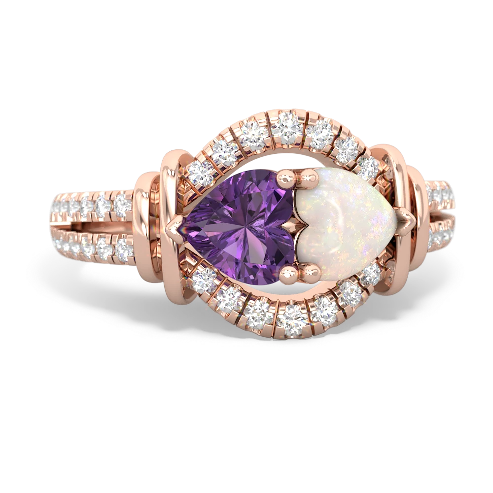 Amethyst Art-Deco Keepsake 14K Rose Gold ring R5630