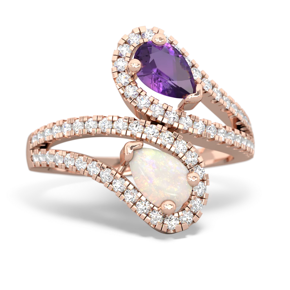 Amethyst Diamond Dazzler 14K Rose Gold ring R3000