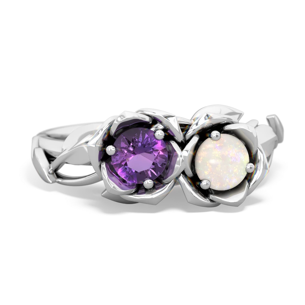 Amethyst Rose Garden 14K White Gold ring R5510