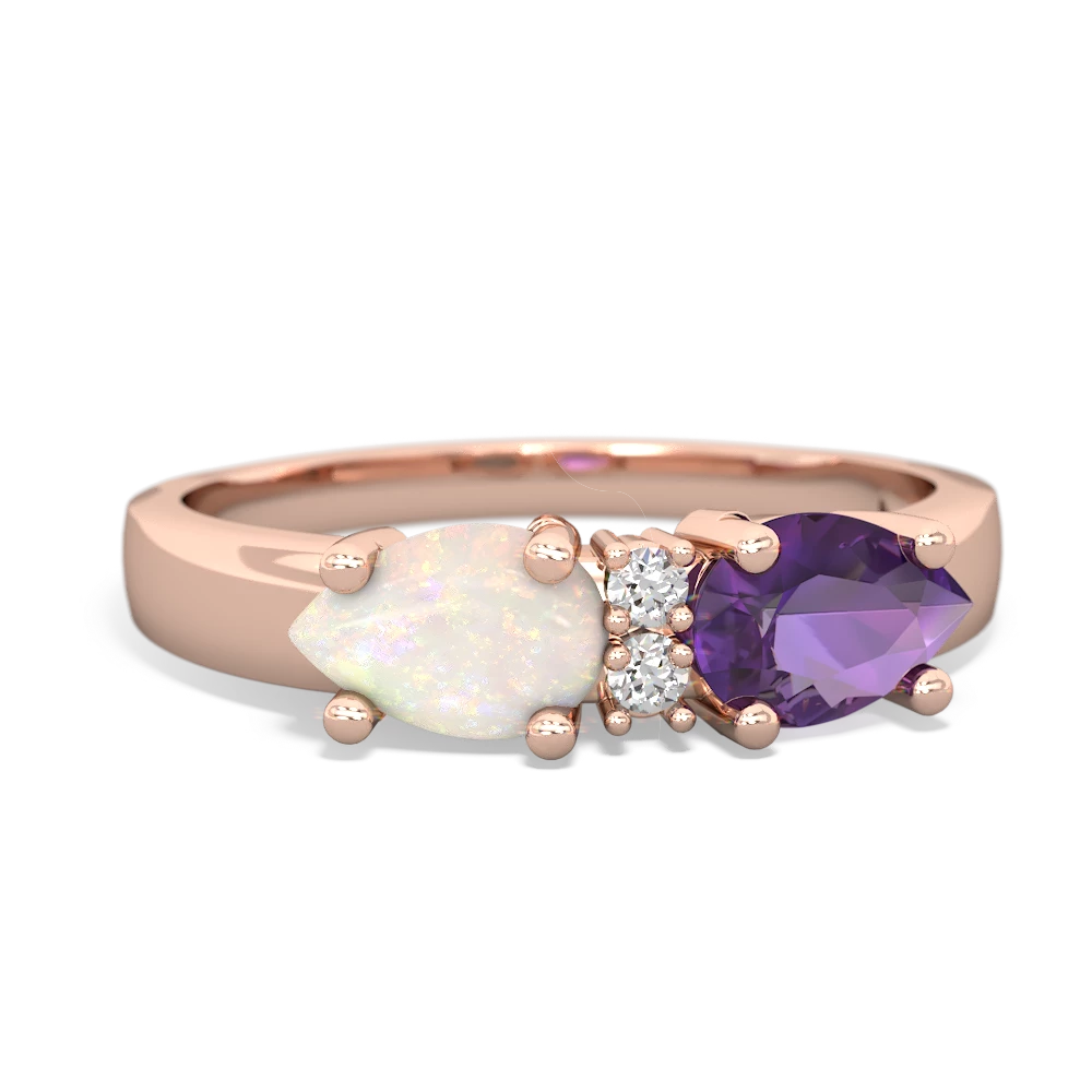 Amethyst Pear Bowtie 14K Rose Gold ring R0865