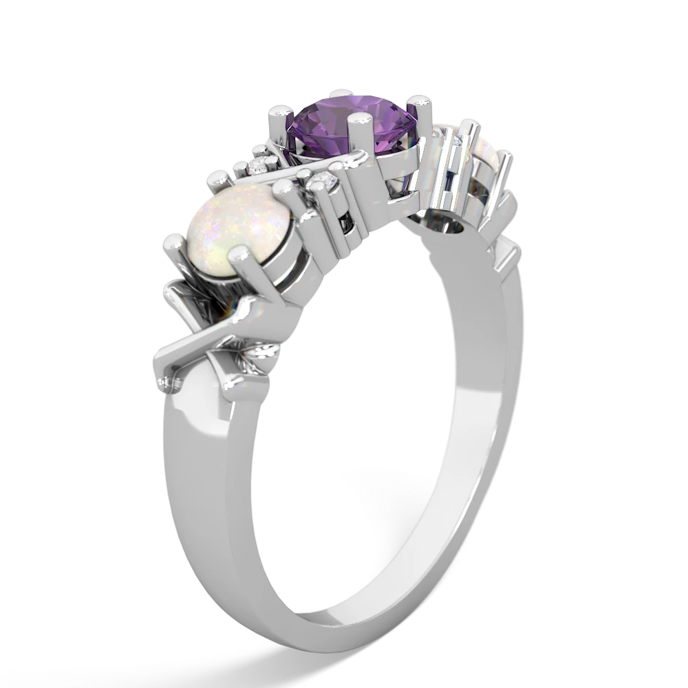 Amethyst Hugs And Kisses 14K White Gold ring R5016