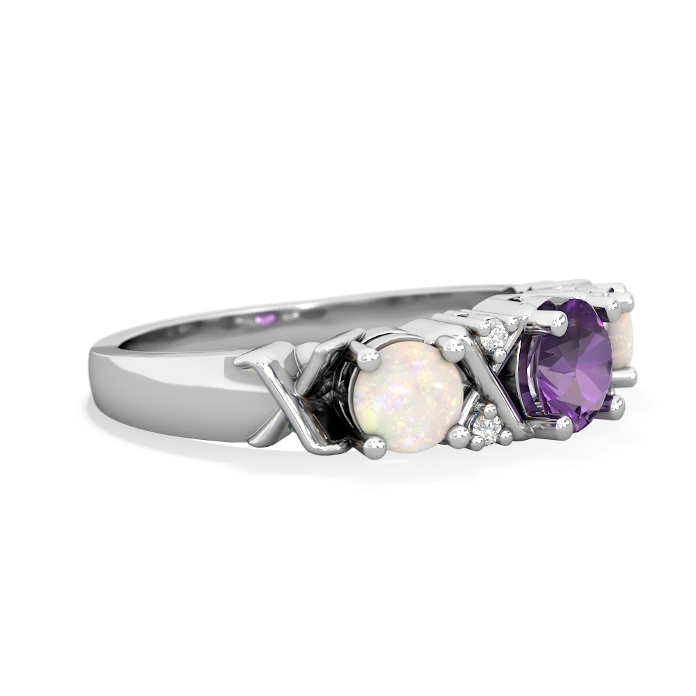 Amethyst Hugs And Kisses 14K White Gold ring R5016