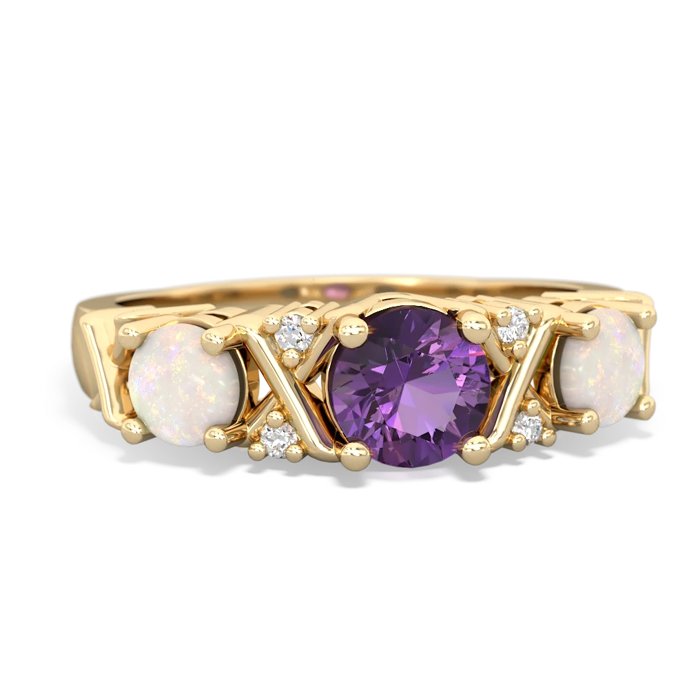 Amethyst Hugs And Kisses 14K Yellow Gold ring R5016