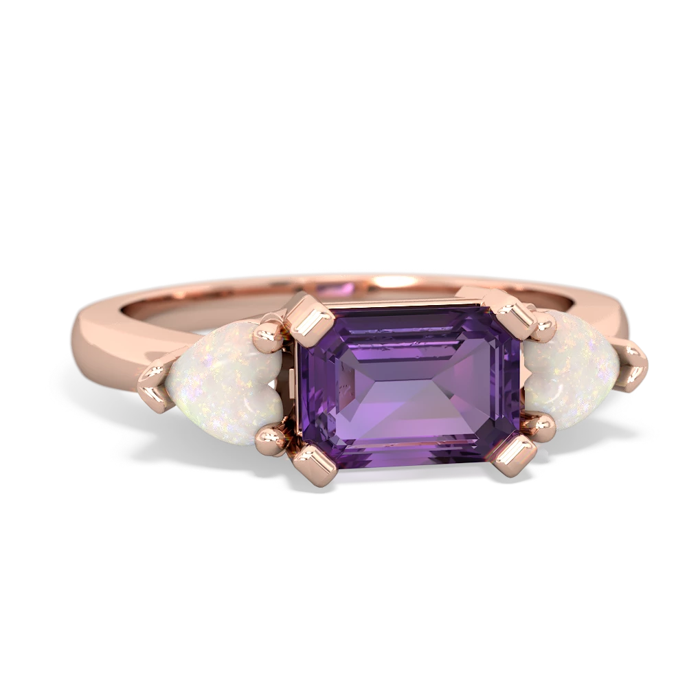 Amethyst Three Stone 14K Rose Gold ring R5235