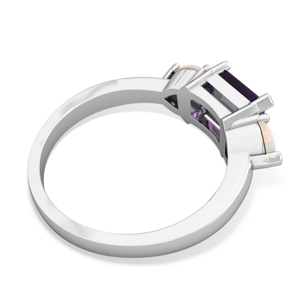 Amethyst Three Stone 14K White Gold ring R5235