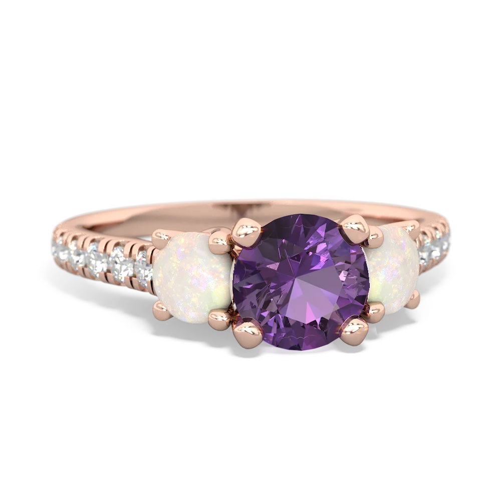 Amethyst Pave Trellis 14K Rose Gold ring R5500