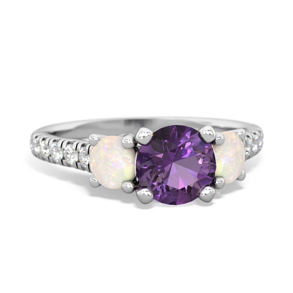 Amethyst Pave Trellis 14K White Gold ring R5500