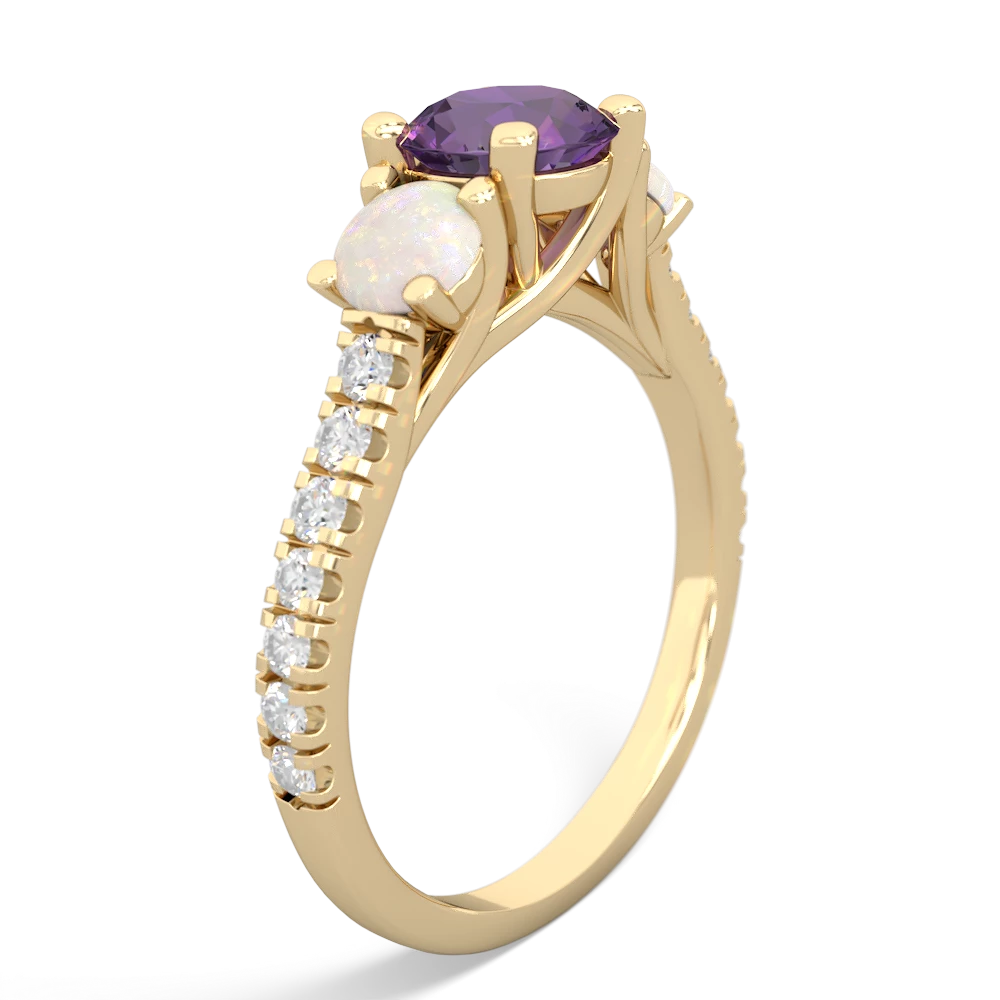 Amethyst Pave Trellis 14K Yellow Gold ring R5500