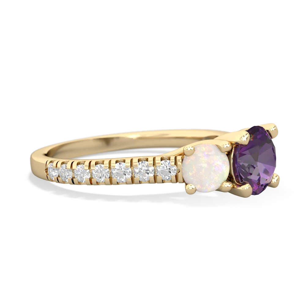 Amethyst Pave Trellis 14K Yellow Gold ring R5500