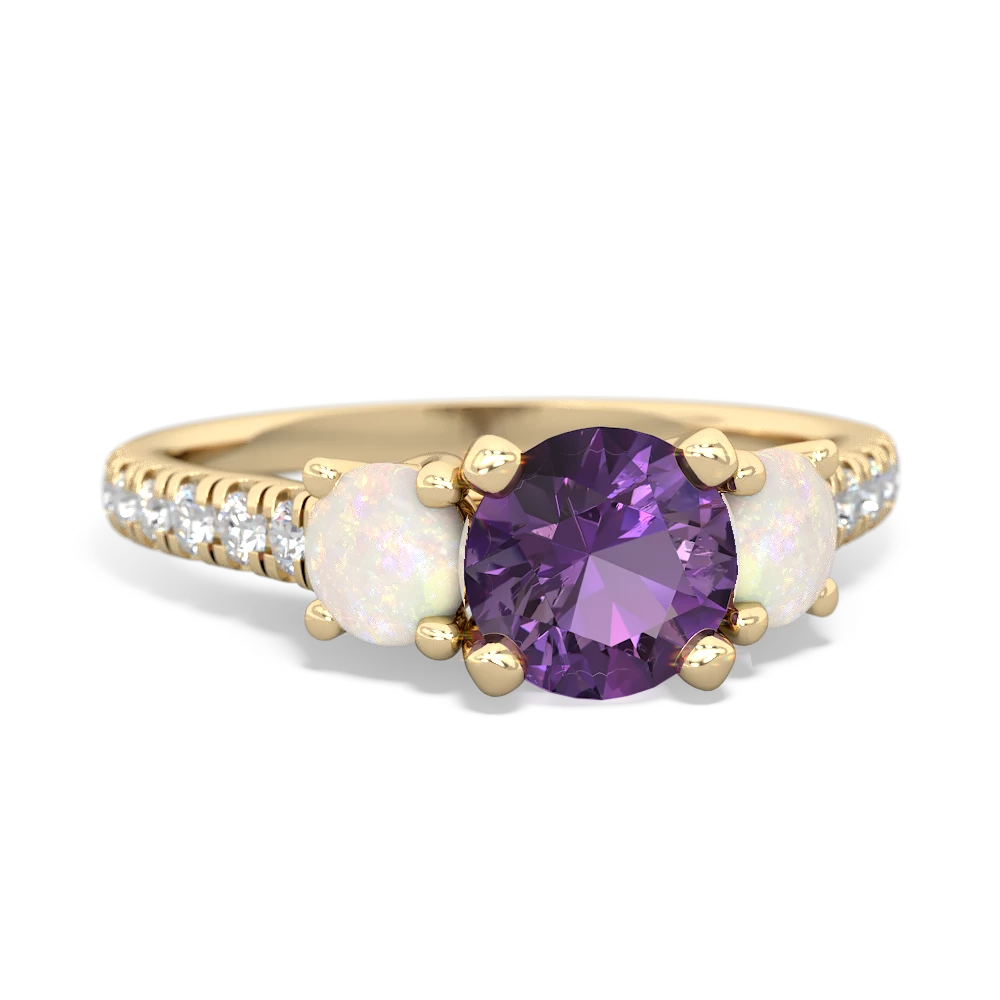 Amethyst Pave Trellis 14K Yellow Gold ring R5500