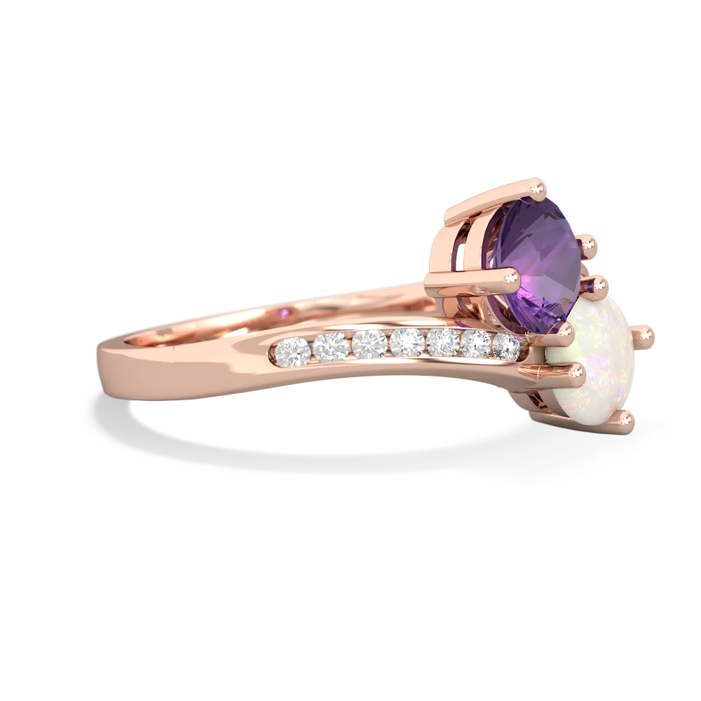 Amethyst Channel Set Two Stone 14K Rose Gold ring R5303