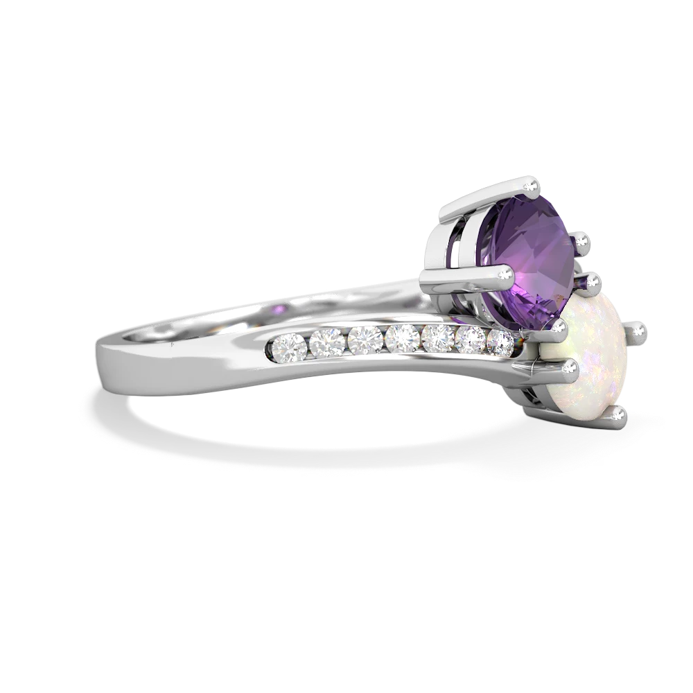 Amethyst Channel Set Two Stone 14K White Gold ring R5303