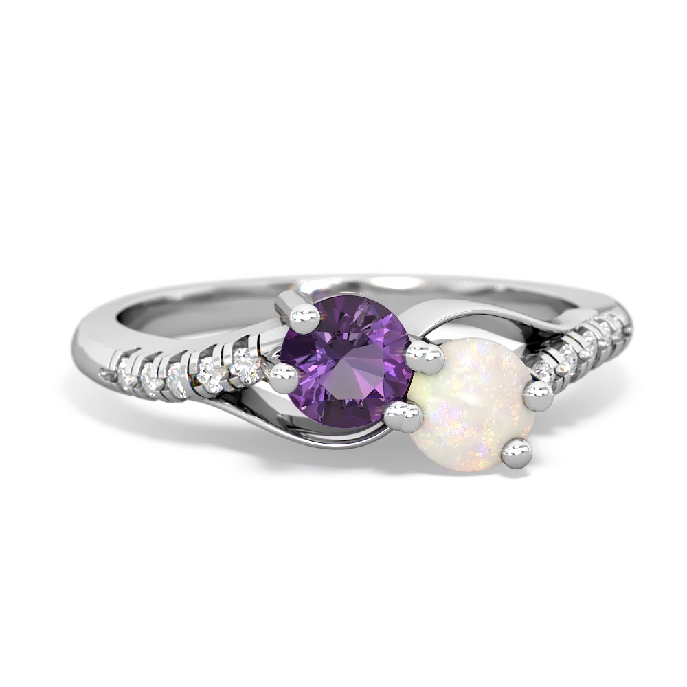 Amethyst Infinity Pave Two Stone 14K White Gold ring R5285