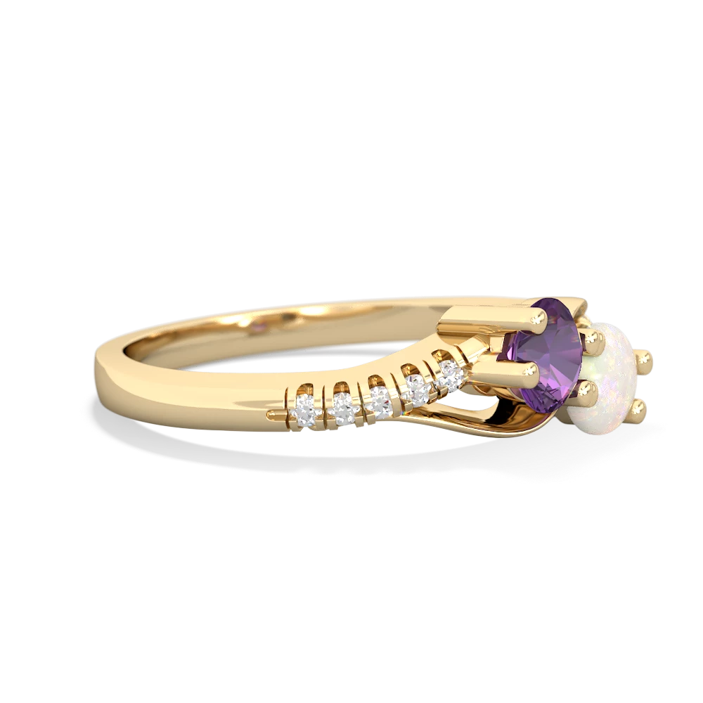 Amethyst Infinity Pave Two Stone 14K Yellow Gold ring R5285