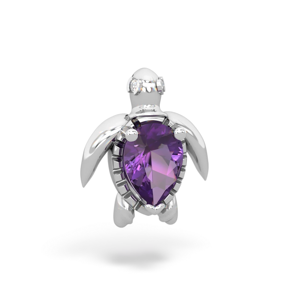 Amethyst Baby Sea Turtle 14K White Gold pendant P5241