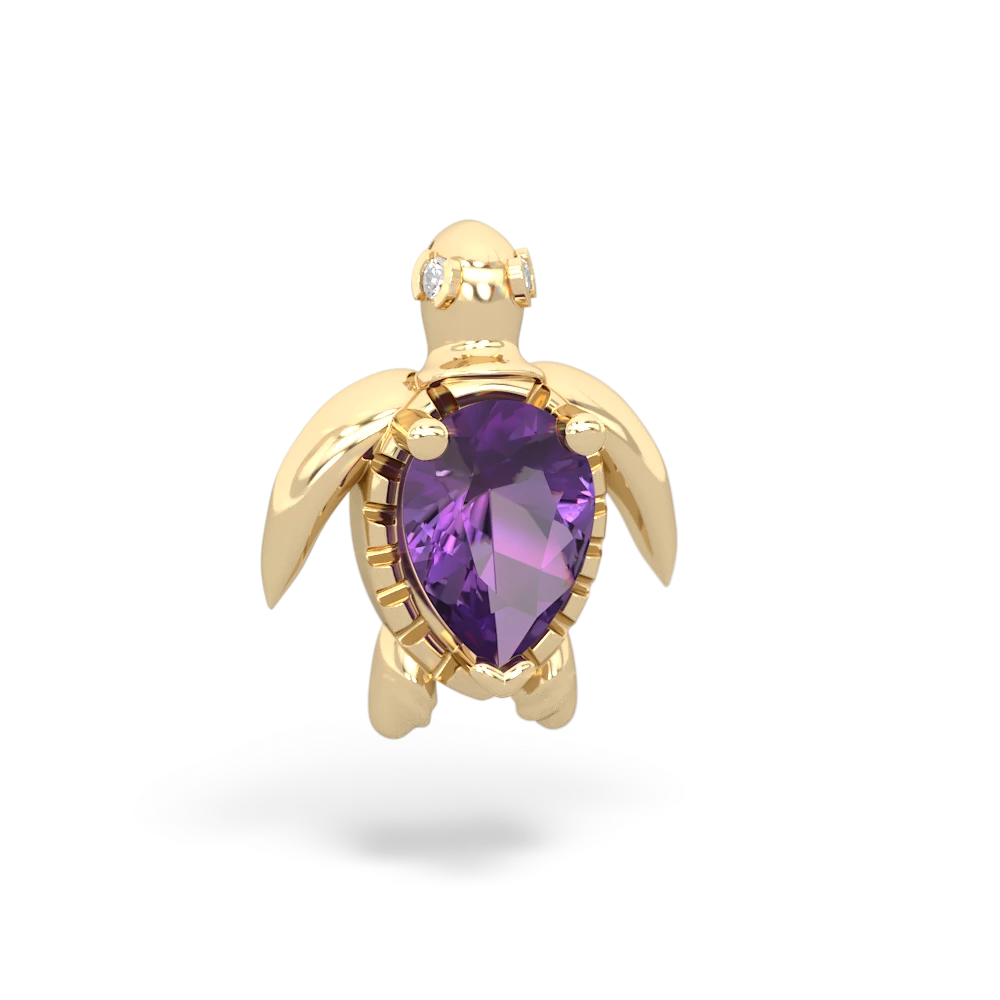 Amethyst Baby Sea Turtle 14K Yellow Gold pendant P5241