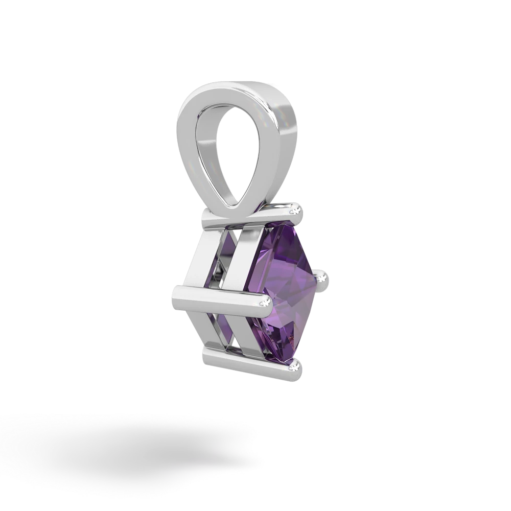 Amethyst 5Mm Princess Solitaire 14K White Gold pendant P1789