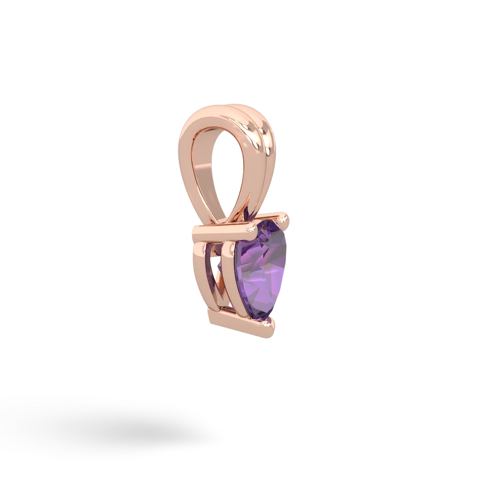 Amethyst 5Mm Heart Solitaire 14K Rose Gold pendant P1861