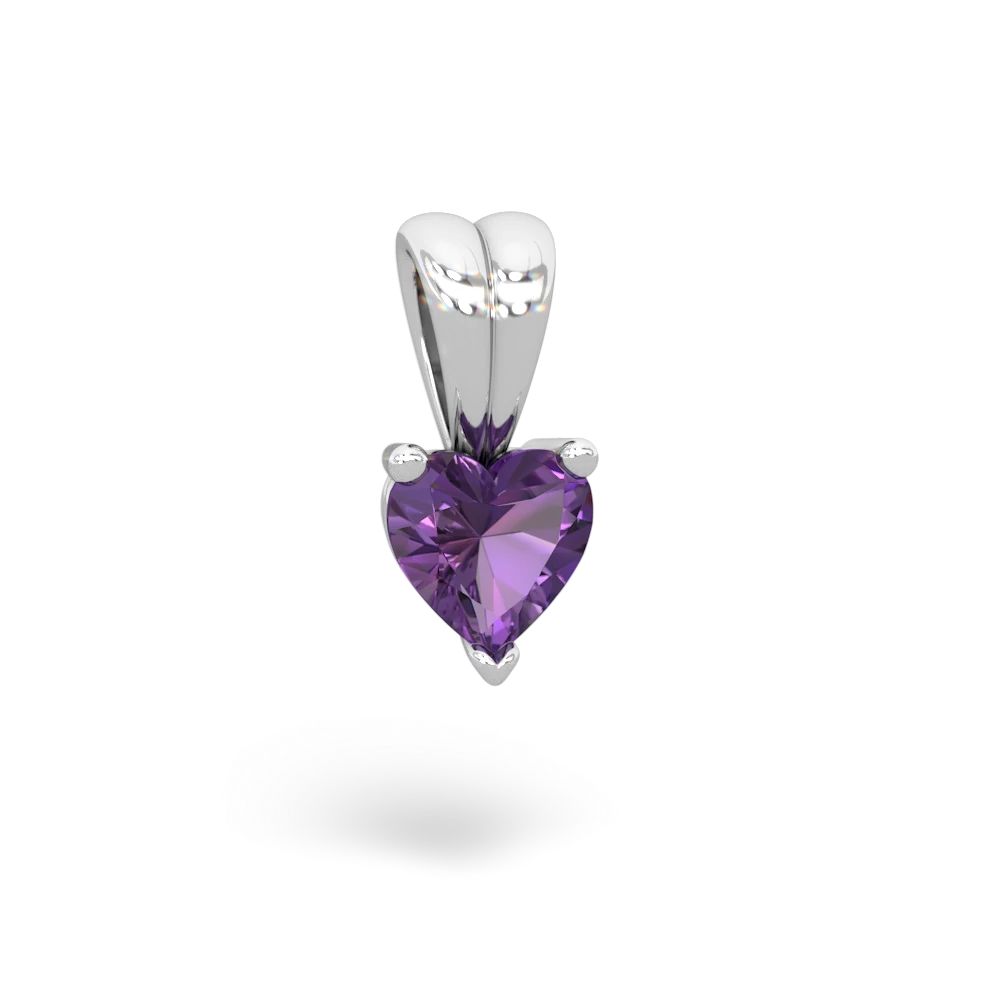 Amethyst 5Mm Heart Solitaire 14K White Gold pendant P1861