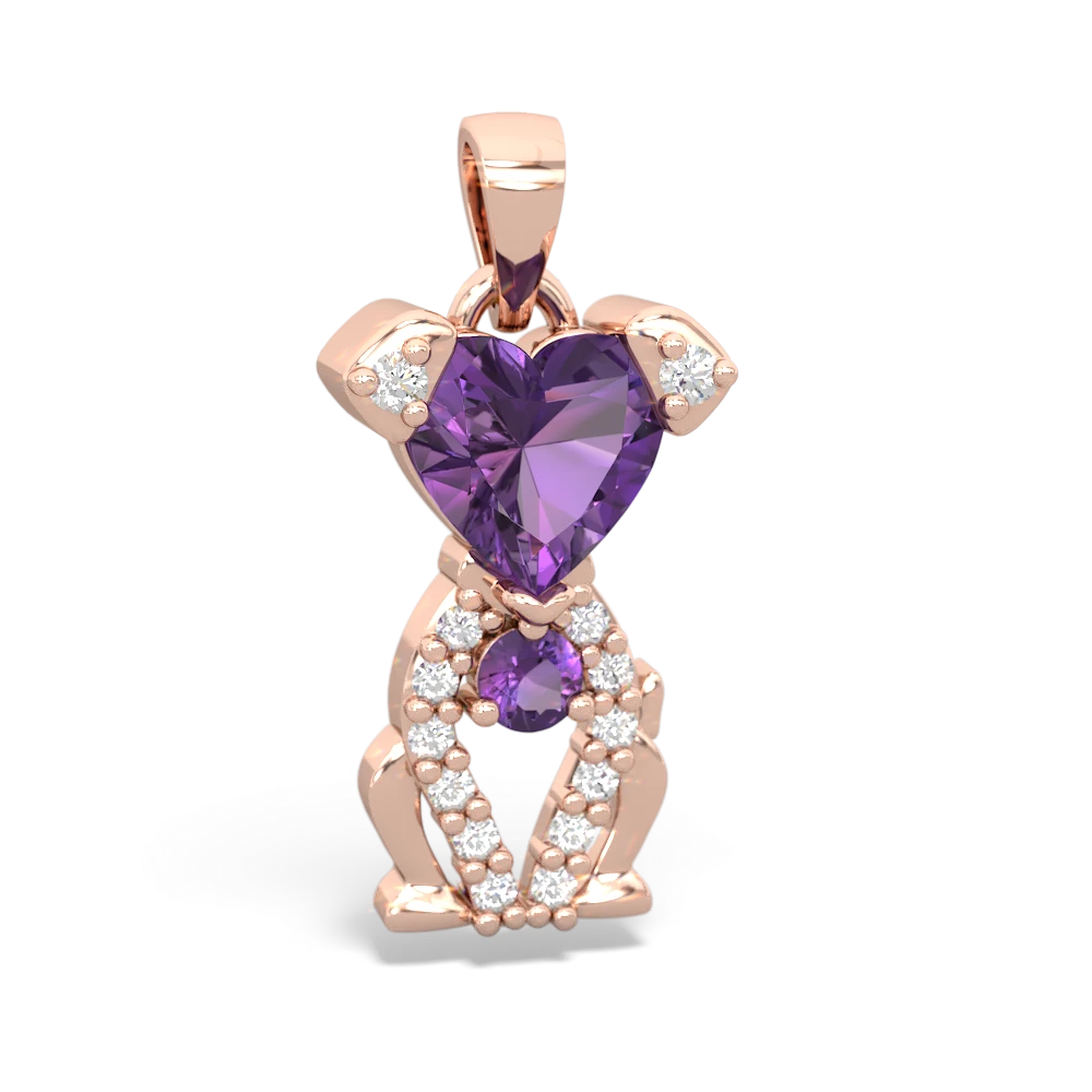 Amethyst Puppy Love 14K Rose Gold pendant P5800