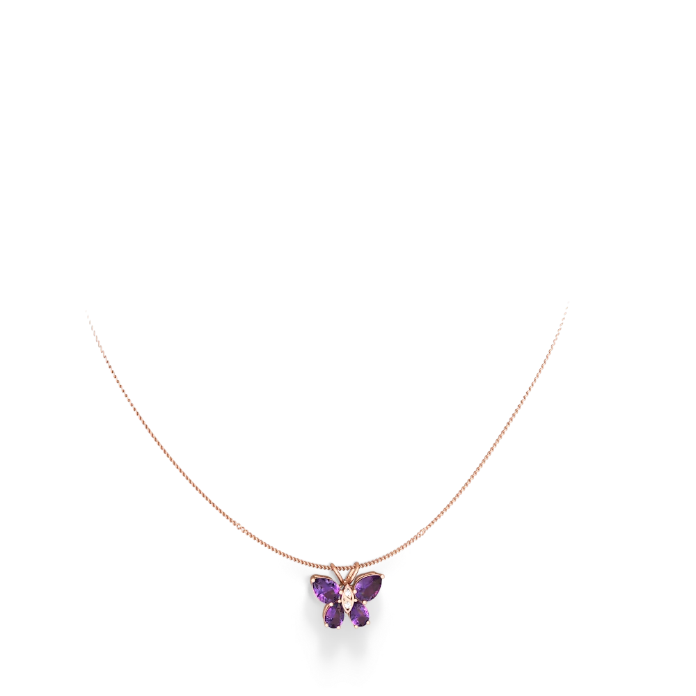 Amethyst Butterfly 14K Rose Gold pendant P2215