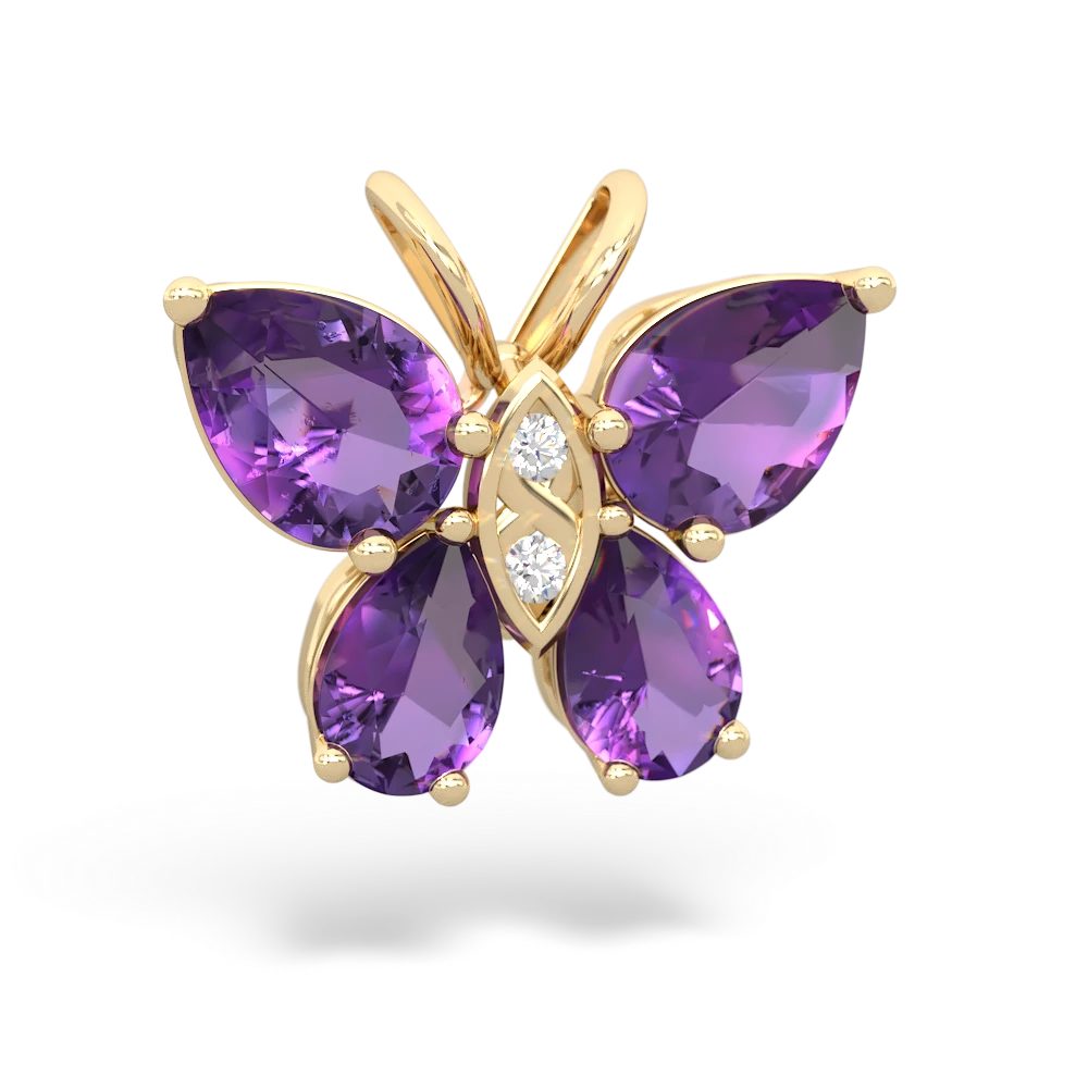 Amethyst Butterfly 14K Yellow Gold pendant P2215