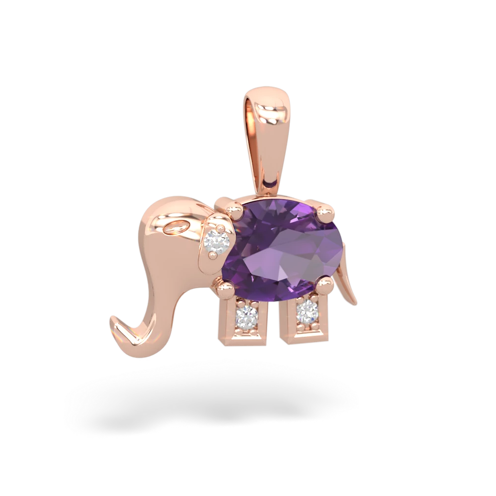 Amethyst Elephant 14K Rose Gold pendant P2555