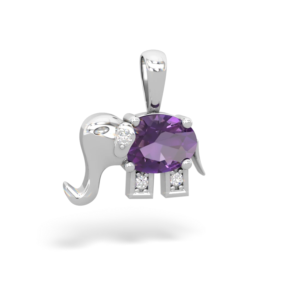 Amethyst Elephant 14K White Gold pendant P2555