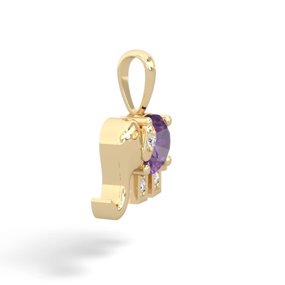 Amethyst Elephant 14K Yellow Gold pendant P2555