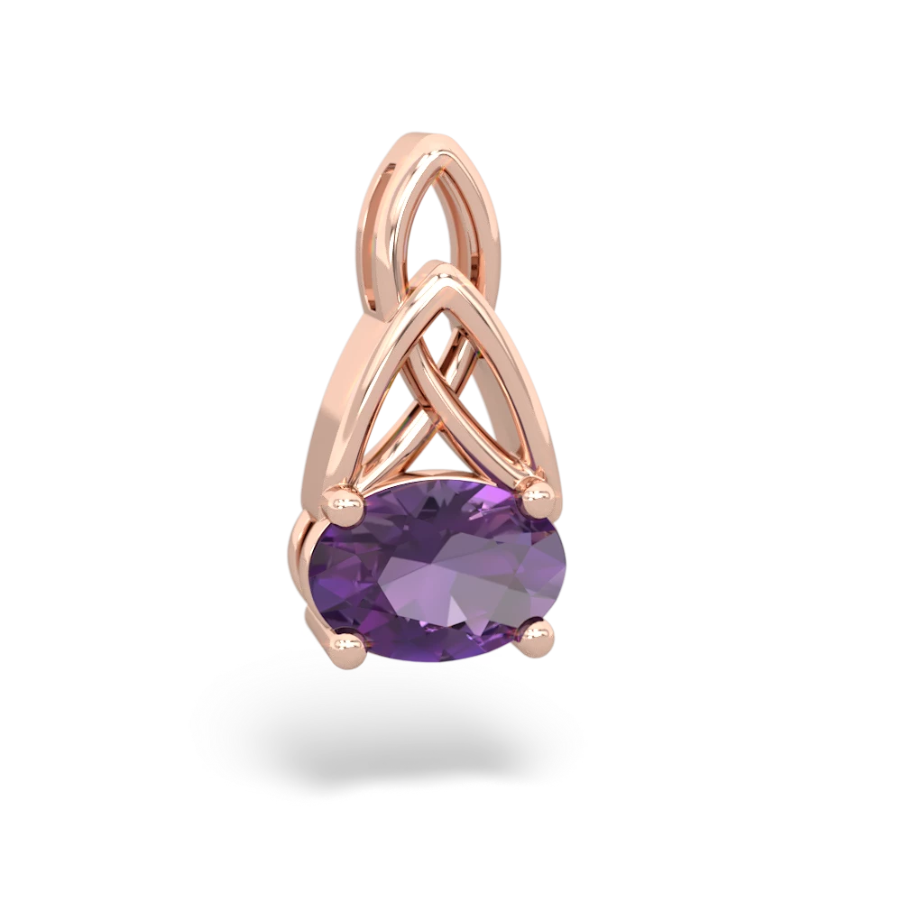 Amethyst Celtic Trinity Knot 14K Rose Gold pendant P2389