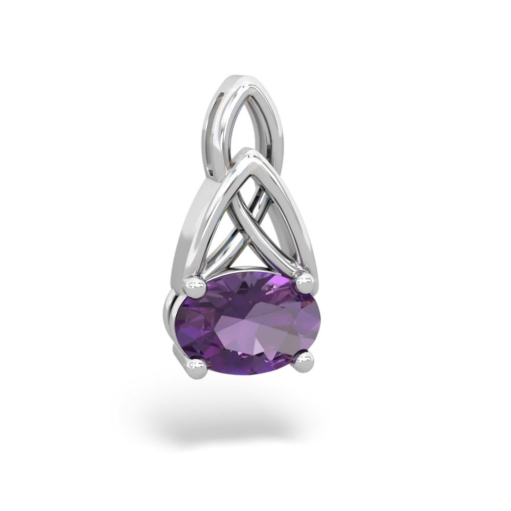 Amethyst Celtic Trinity Knot 14K White Gold pendant P2389